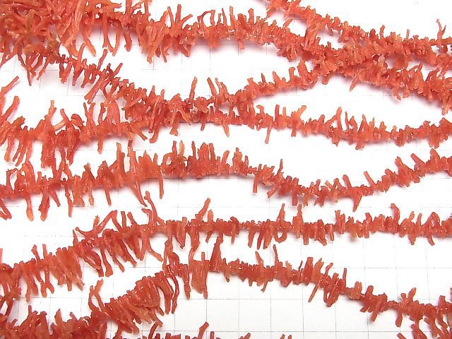 Sardischer Koralle, rote Koralle AA++ Zweig-Stäbchen (Chips) halbe oder 1Strang Perlen (ca. 21 Zoll / 53 cm)