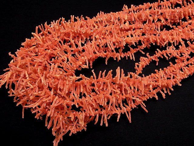 Sardischer Koralle, rote Koralle AA++ Zweig-Stäbchen (Chips) halbe oder 1Strang Perlen (ca. 21 Zoll / 53 cm)