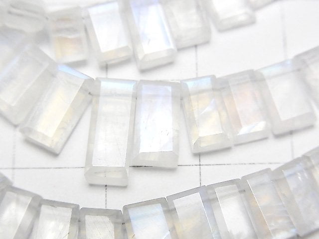 高品質彩虹月光石AAA - 刻面長方半串或1串珠子 (約10英吋/25公分)