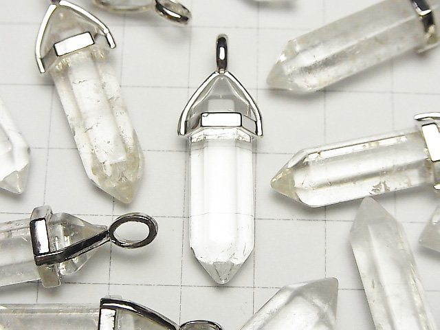 水晶 AA++ 雙尖吊墜 32x8x8mm 銀色 3顆裝