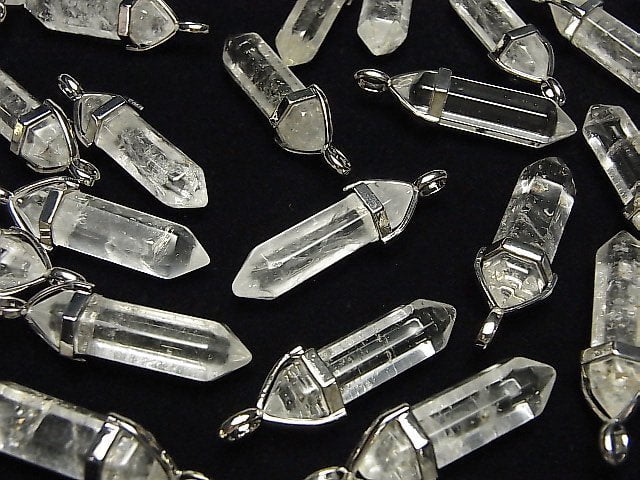 Kristall AA++ Doppelspitzen Anhänger 32x8x8mm Silberfarbe 3Stück