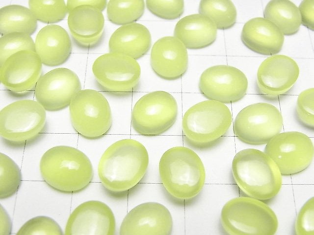 Limettengrüner Chalcedon AAA ovale Cabochon 10x8mm 3Stk