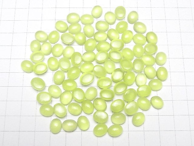 Limettengrüner Chalcedon AAA ovale Cabochon 10x8mm 3Stk