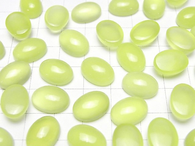 Limettengrüner Chalcedon AAA ovale Cabochon 14x10mm 2Stk