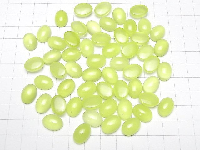 Limettengrüner Chalcedon AAA ovale Cabochon 14x10mm 2Stk