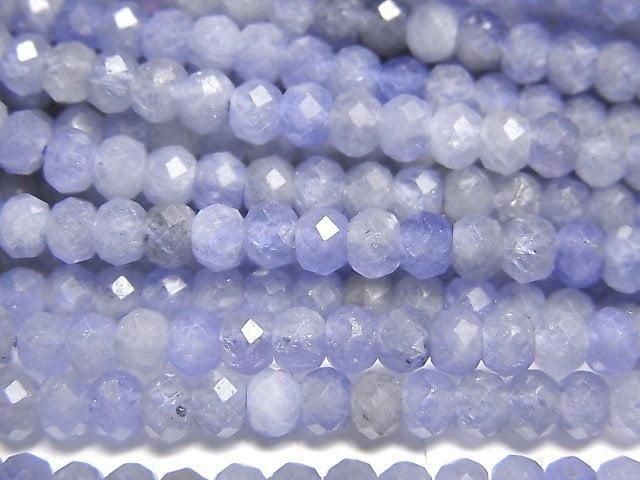 高品質!坦桑石 AAA - 刻面鈕扣扁珠 4x4x3mm 半串或 1 串珠子 (約15英吋/37公分)