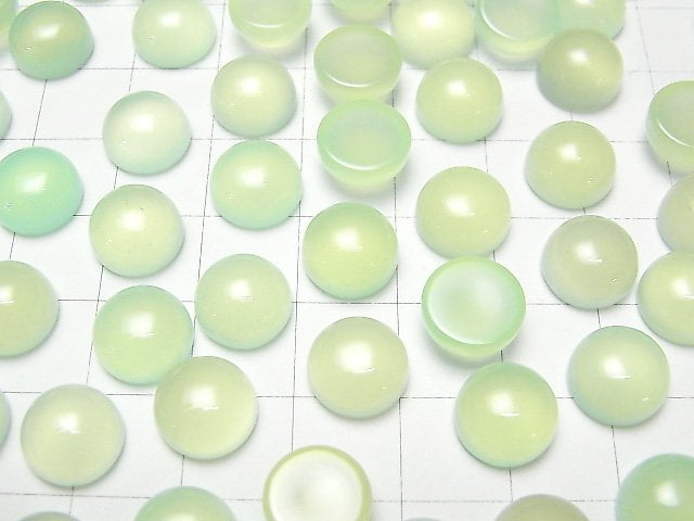 Apfelgrüner Chalcedon AAA runde Cabochon 10x10mm 3 Stück