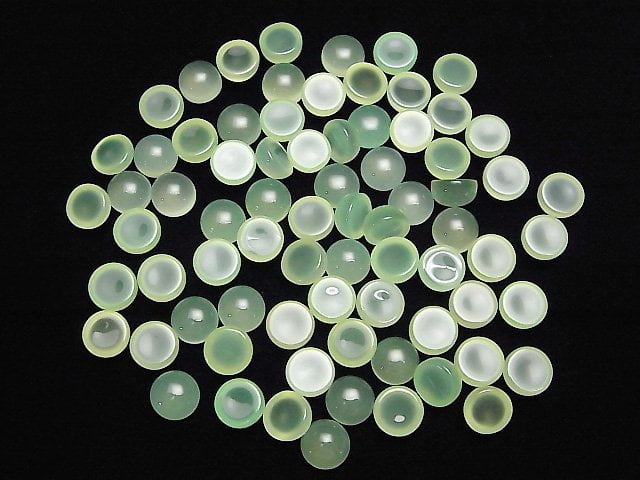 Apfelgrüner Chalcedon AAA runde Cabochon 10x10mm 3 Stück
