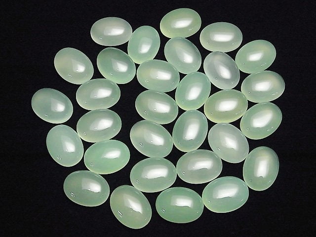 Apfelgrüner Chalcedon AAA Oval Cabochon 20x15mm 1Stück