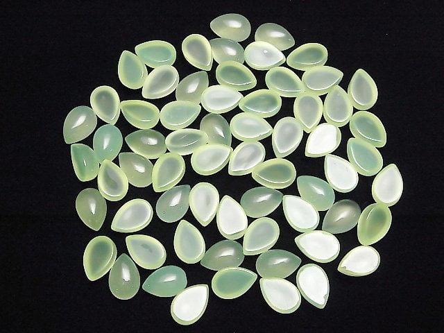Apfelgrüner Chalcedon AAA Tropfenform Cabochon 12x8mm 2Stücke