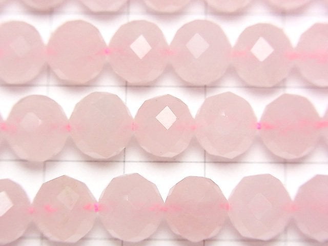 高品質!AA++級粉晶 64刻面圓珠 8mm 1串珠子 (約15英吋/37公分)