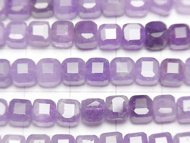 高品質!紫水晶 AA++ 立方體形 5x5x5mm 一串珠子 (約15英吋/37公分)