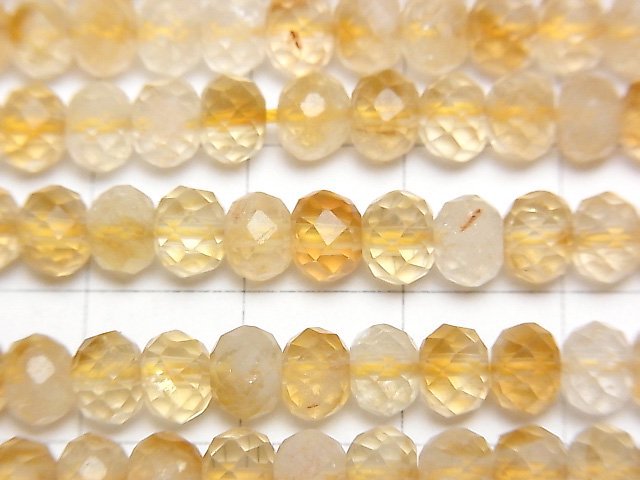 高品質!雙色黃水晶 AA+ 切面鈕扣算盤珠 6x6x4.5mm 半串或一串珠子(約15英吋/37公分)