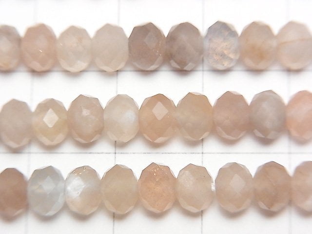 高品質!多色月光石刻面鈕扣圓珠 6x6x4mm 半串或 1 串珠子 (約15英寸/36厘米)