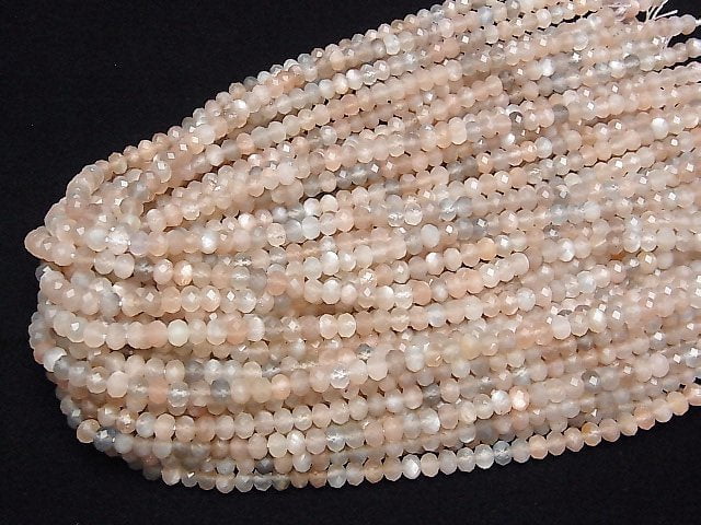 Hochwertig! Mehrfarbiger Mondstein Facettiert Knopf Rondelle 6x6x4mm halb oder 1Strang Perlen (ca. 36cm)