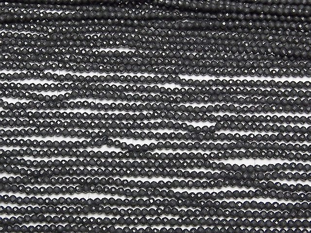 Hochwertig! Russland Shungit AAA facettierte runde 2mm 1Strang Perlen (ca. 15 Zoll/37 cm)