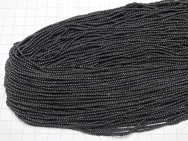 Hochwertig! Russland Shungit AAA facettierte runde 2mm 1Strang Perlen (ca. 15 Zoll/37 cm)