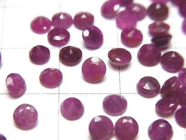 印度紅寶石 AAA 級 - 裸石 圓形刻面 4x4mm 3顆