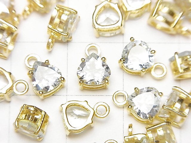 高品質海藍寶石 AAA 包鑲栗子刻面 6x6mm 18KGP 2顆