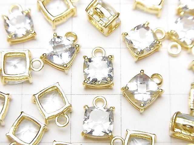 高品質海水藍寶 AAA 包鑲方形刻面 6.5x6.5mm 18KGP 2顆