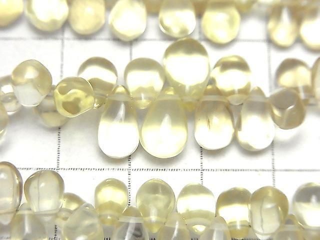 高品質檸檬石英 AAA 刻面水滴形半串或單串珠子 (約7英吋/18公分)