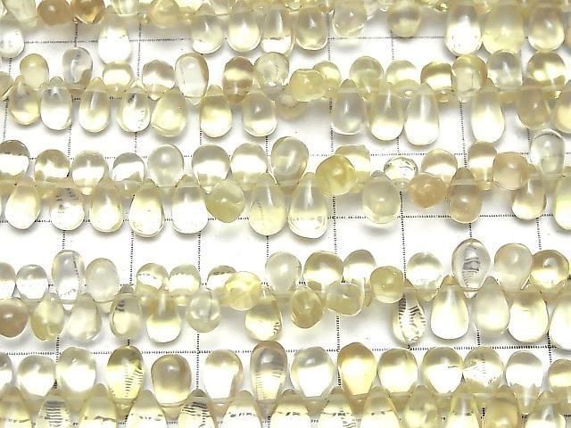 高品質檸檬石英 AAA 刻面水滴形半串或單串珠子 (約7英吋/18公分)