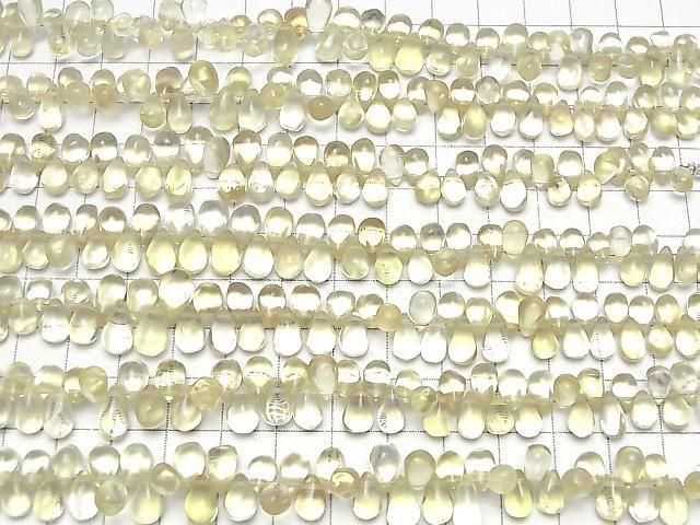 高品質檸檬石英 AAA 刻面水滴形半串或單串珠子 (約7英吋/18公分)
