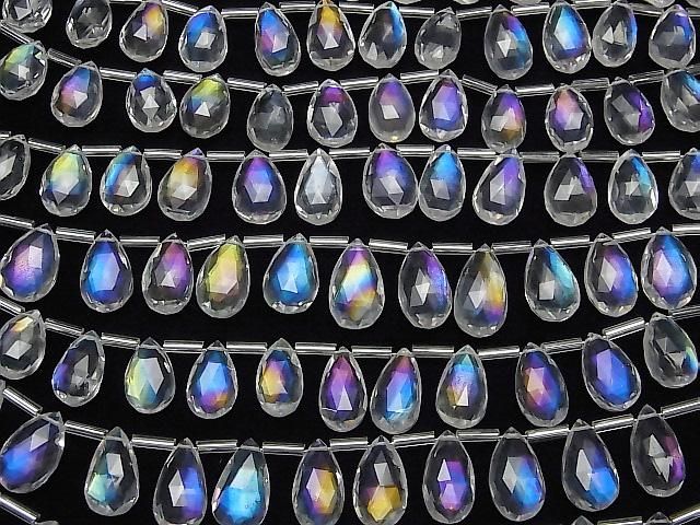 Doublet Kristall AAA Birnenform Facettiert Briolette Regenbogenfarbe halb oder 1strang (12Stk)