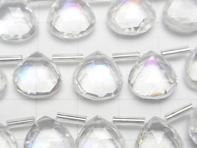 雙層水晶 AAA 栗色刻面梨形彩虹色半串或一串珠子 (12 顆)