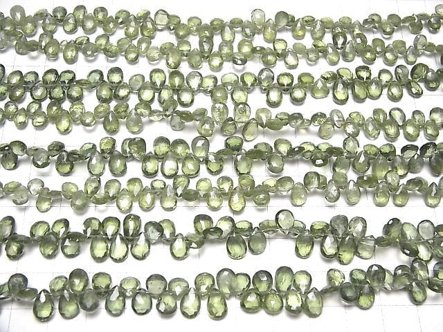Hochwertiger Grüner Apatit AA++ Tropfenform Facettierte Briolette halb oder 1Strang Perlen (ca. 7 Zoll/17 cm)