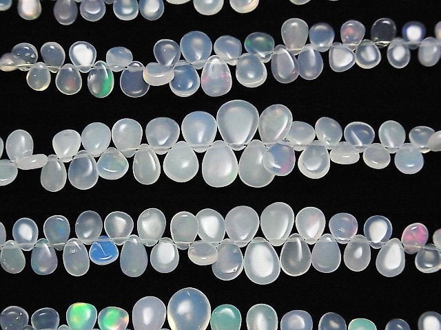 Hochwertiger Äthiopischer Opal AA++ Tropfenform (Glatt) halb oder 1Strang Perlen (ca. 7 Zoll/18 cm)