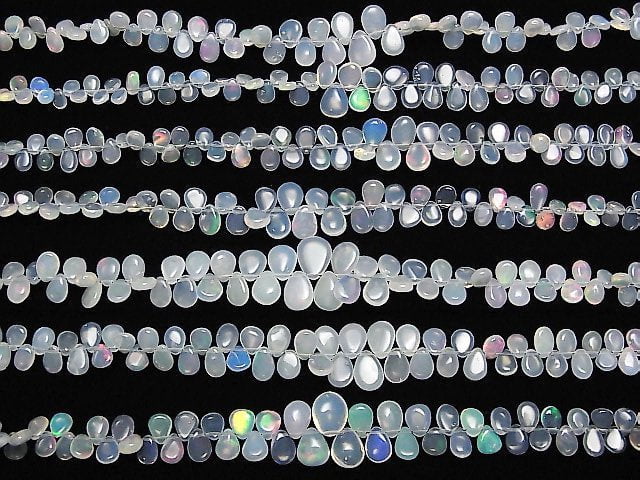 Hochwertiger Äthiopischer Opal AA++ Tropfenform (Glatt) halb oder 1Strang Perlen (ca. 7 Zoll/18 cm)