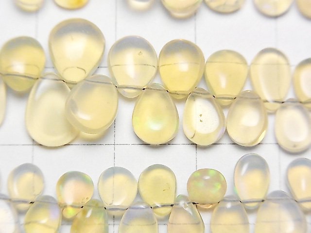 高品質衣索比亞蛋白石 AA+ 梨形(光滑)半串或 1 串珠子(約 7 吋/18 公分)