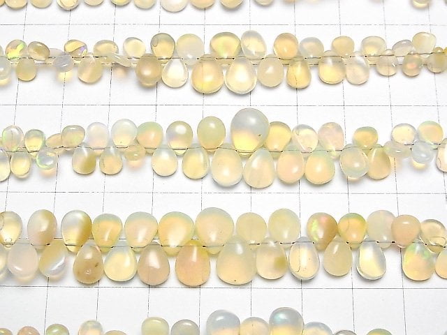 Hochwertiger Äthiopischer Opal AA++ Tropfenform (Glatt) halb oder 1Strang Perlen (ca. 7 Zoll/18 cm)