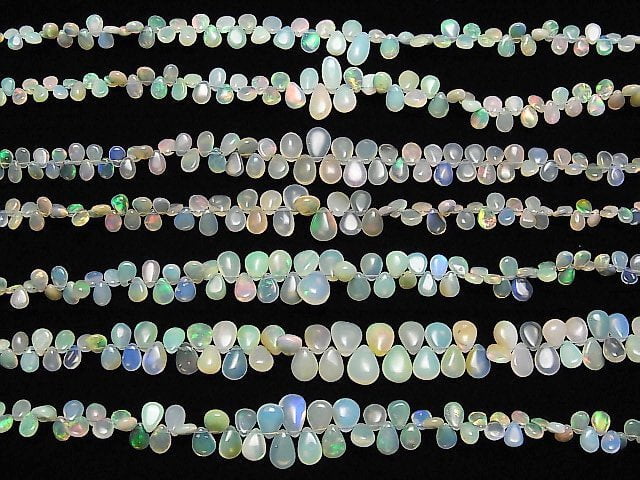 Hochwertiger Äthiopischer Opal AA++ Tropfenform (Glatt) halb oder 1Strang Perlen (ca. 7 Zoll/18 cm)