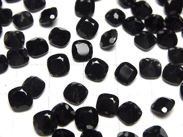 Hochwertiger schwarzer Spinell AAA lose Steine quadratisch facettiert 6x6mm 5Stk