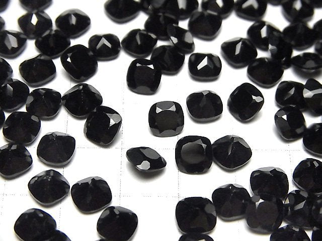 Hochwertiger schwarzer Spinell AAA lose Steine quadratisch facettiert 6x6mm 5Stk