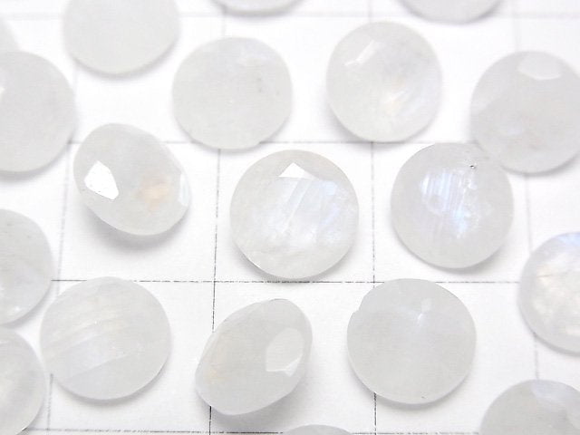 優質彩虹月光石 AA++ 散珠 圓形刻面 8x8mm 3顆