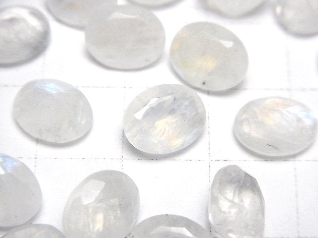 High Quality Rainbow Moonstone AA++ Loose stone Oval Faceted 10x8mm 3pcs
