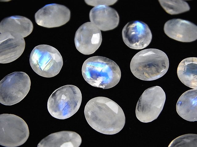 High Quality Rainbow Moonstone AA++ Loose stone Oval Faceted 10x8mm 3pcs