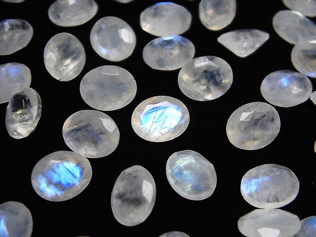 High Quality Rainbow Moonstone AA++ Loose stone Oval Faceted 10x8mm 3pcs