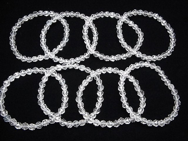 Hochwertig! Natürlicher Weißer Topas AAA-Stern Facettiert Rund 6mm Armband