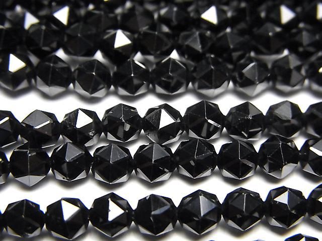 高品質!黑色尖晶石 AAA 刻面圓珠 5mm 一串 (約15英吋/37公分)