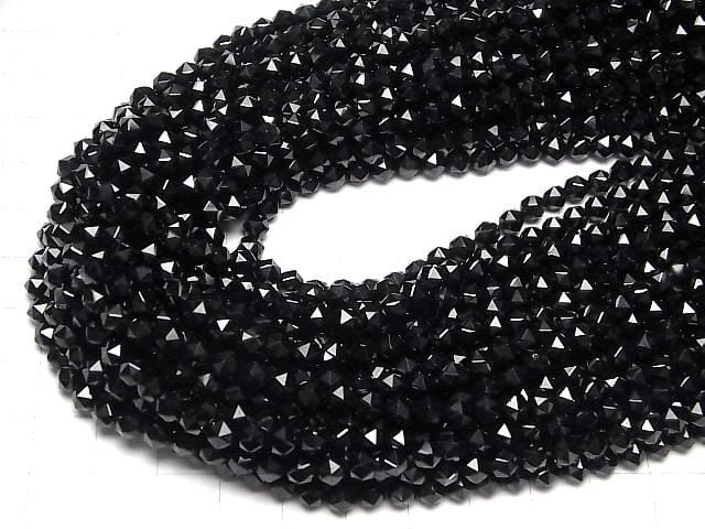 Haute qualité ! Spinelle noire AAA à facettes étoilées, ronde 5 mm, 1 fil de perles (environ 15 pouces/37 cm)
