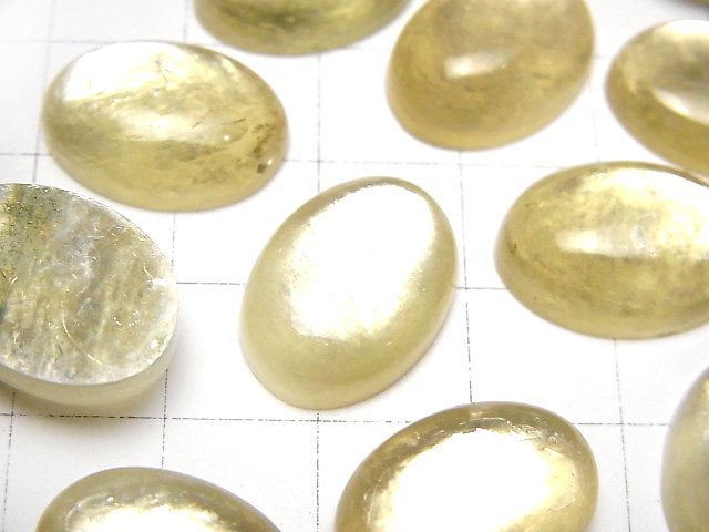 金色雲母 AA++ 橢圓形素面蛋面 18x13毫米 1顆