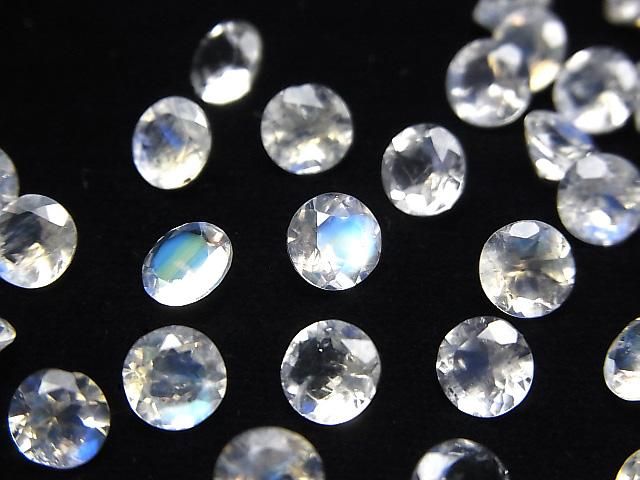 Hochwertiger Regenbogen-Mondstein AAA Lose Stein Rund Facettiert 6x6mm 3 Stück