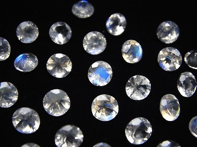 Hochwertiger Regenbogen-Mondstein AAA Lose Stein Rund Facettiert 6x6mm 3 Stück