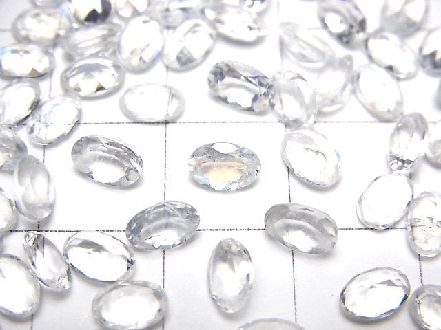 高品質彩虹月光石 AAA 橢圓刻面裸石 6x4mm 5顆