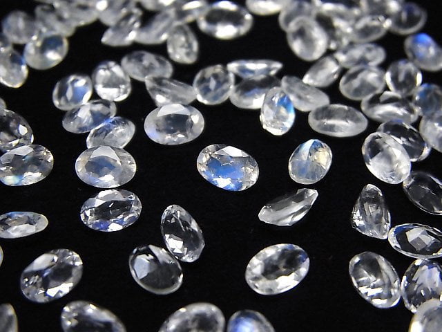 Hochwertiger Regenbogen-Mondstein AAA Lose Stein Oval Facettiert 6x4mm 5 Stück