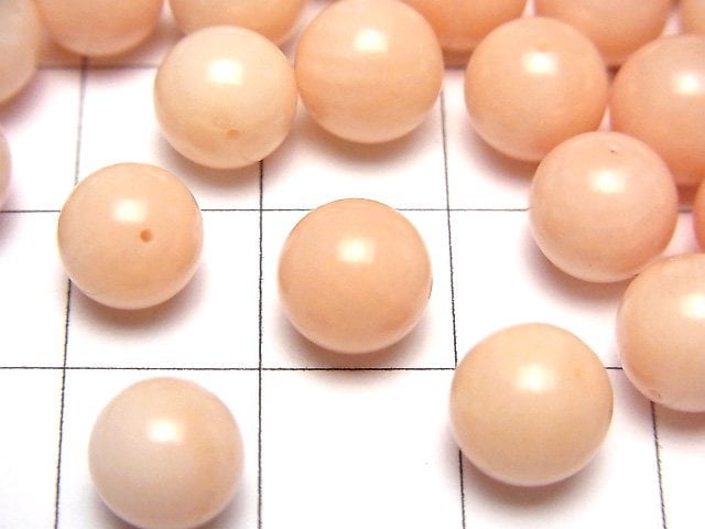 淺橘色珊瑚(染色)圓珠 8毫米 打孔 4顆